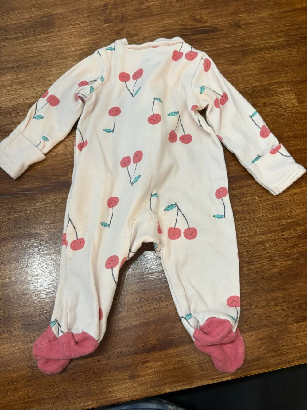 Carter's Pink Cherry Print Footed One-Piece Pajamas